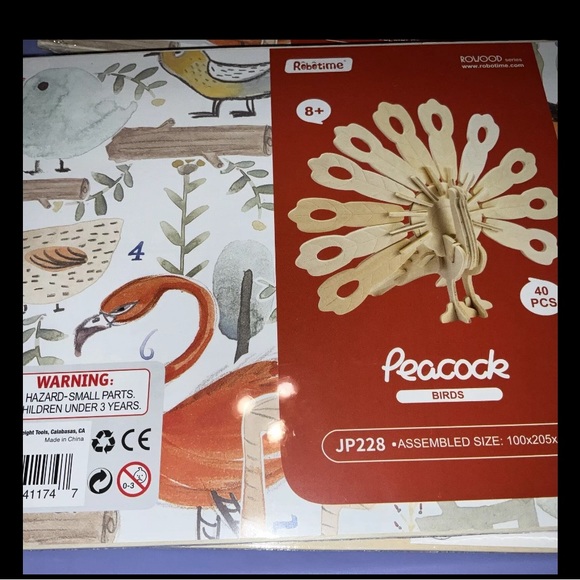 Owl and Peacock Robotime 3D Wooden Puzzles Lot of 2 Puzzles BRAND NEW Paintable - Picture 6 of 16